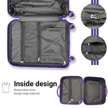 LEAVES KING Luggage 4 Piece Sets, Hard Shell Luggage Set Lightweight Carry on Luggage Expandable Sui...