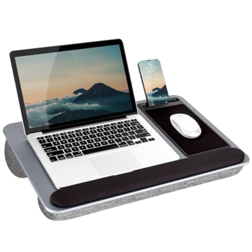 LAPGEAR Home Office Pro Lap Desk with Wrist Rest, Mouse Pad, and Phone Holder - Silver Carbon - Fits...