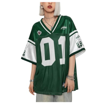 Trendy Women's Oversized Color Block Jersey Tee from SHENHE