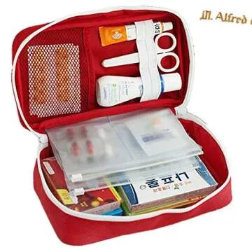 First Aid Bag - First Aid Kit Bag Empty for Home Outdoor Travel Camping Hiking, Mini Empty Medical Storage Bag Portable Pouch (Red)