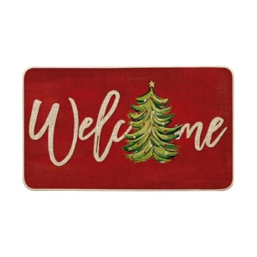 Artoid Mode Red Xmas Tree Christmas Welcome Doormat, Winter Home Decor Low-Profile Switch Rug Door M...