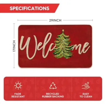 Artoid Mode Red Xmas Tree Welcome Doormat Indoor Outdoor
