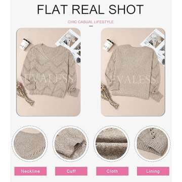 EVALESS Women’s Cozy Khaki Crochet Pullover Sweater