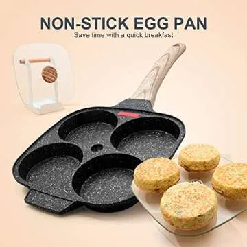 Bobikuke Fried Egg Pan, Egg Frying Pan with Lid Nonstick 4 Cups Pancake Pan Aluminium Alloy Cooker f...