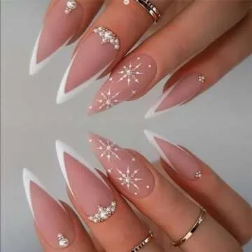 HNUIX Nail Art Charms - Metal Silver & Gold Beads, Flat back Round Rhinestones, Small Nail Pearls, 3D Mixed Sizes Decorations for Nails