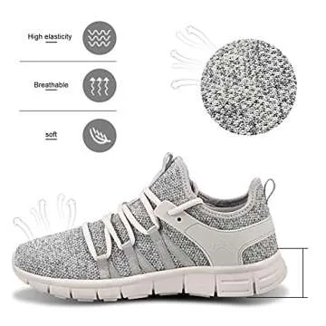 INZCOU Running Shoes Lightweight Tennis Shoes Non Slip Gym Workout Shoes Breathable Mesh Walking Sneakers Starry Brown 7women / 6men