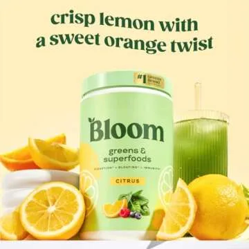 Bloom Nutrition Superfood Greens Powder, Digestive Enzymes with Probiotics and Prebiotics, Gut Healt...