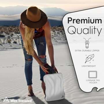 4-Piece Deluxe Compression Packing Cubes Travel - Maximize Space In Luggage With Double Capacity Des...