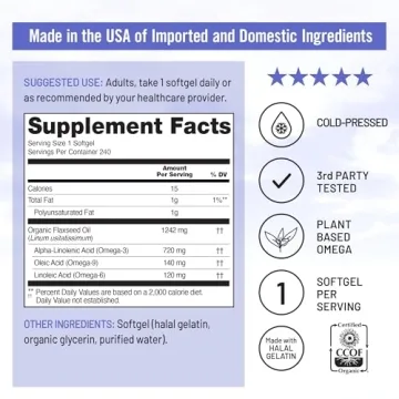 NatureWise Flaxseed Oil 1200 mg, Organic Omega 3 6 9 Softgels