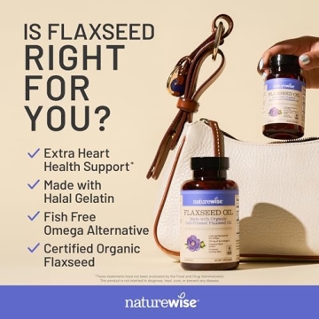 NatureWise Flaxseed Oil 1200 mg, Organic Omega 3 6 9 Softgels