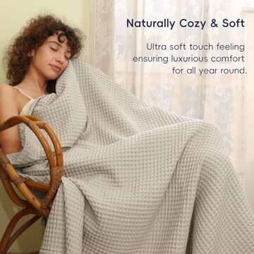 PHF Ultra Soft Waffle Weave Blanket - Cozy & Elegant Throw