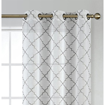MIUCO White Sheer Embroidered Curtains 84" for Living Room