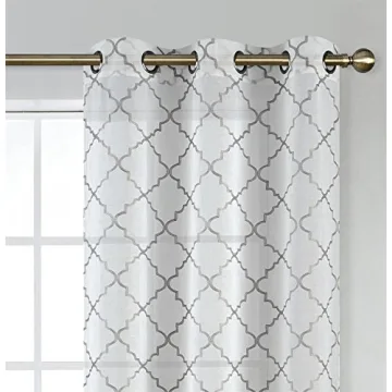 MIUCO White Sheer Embroidered Curtains 84" for Living Room