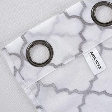 MIUCO White Sheer Embroidered Curtains 84" for Living Room