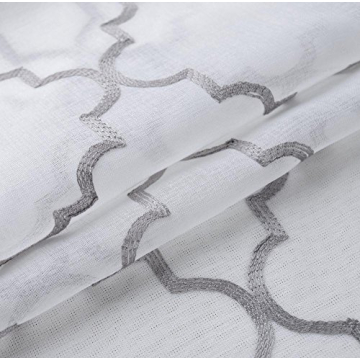 MIUCO White Sheer Embroidered Curtains 84" for Living Room