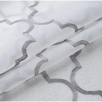 MIUCO White Sheer Embroidered Curtains 84" for Living Room