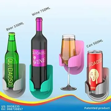 QUIDAOSO Silicon Cup Holder for Shower, Wine Glass Holder, Beer/Drink Holder for Bathtub, Multi-Functional &Wall-Mounted, Gift (Grey)