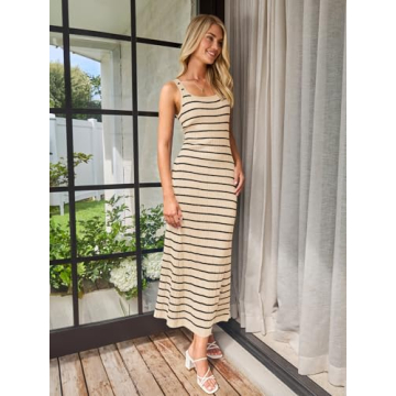 MEROKEETY Sleeveless Ribbed Tank Dress for Summer Style