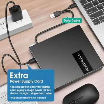 ROOFULL External CD DVD Drive USB 3.0 & USB-C, 8 IN 1 CD/DVD-ROM Player Burner +/-RW Disc Drive with SD/TF Card Reader + USB Hub + Carrying Case for Laptop Desktop PC Windows 11/10/8/7 Apple Mac Linux