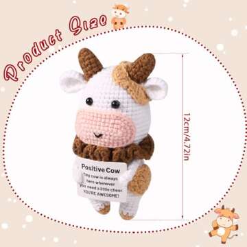 Positive Cow Crochet Doll - Uplifting Knitted Cow Gift for All Ages