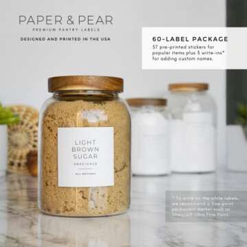 Minimalist White Pantry Labels for Containers - Set of 60 by Paper & Pear