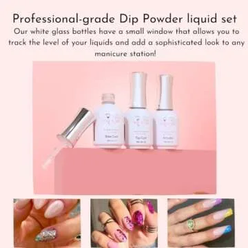 VIRGO & GEM 3 or 5 pcs Dipping Powder Liquid Set- 15ml Dip Powder Base Coat, Top Coat, Activator, Brush Saver and PH bond.