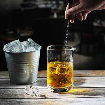 Cocktail Mixing Glass,Crystal Seamless Mixing Pitcher with Thick Bottom,Premium Stir Glass for Home ...