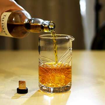 Cocktail Mixing Glass,Crystal Seamless Mixing Pitcher with Thick Bottom,Premium Stir Glass for Home and Bar,20oz, Perfect Yarai style Pitcher for Stirring Drinks