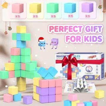 KAEILORU 45pcs Magnetic Blocks Building Cubes for Kids