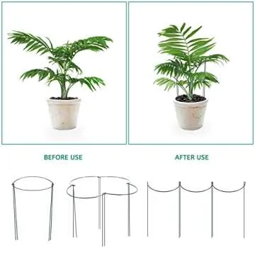 24 Pack Plant Support Stake, Half Round Metal Garden Plant Stake, Green Plant Support Ring, Border Support with Plant Lables & Plant Clips for Outdoor Indoor Plants, Vegetable, Flowers