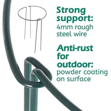 24 Pack Plant Support Stake, Half Round Metal Garden Plant Stake, Green Plant Support Ring, Border Support with Plant Lables & Plant Clips for Outdoor Indoor Plants, Vegetable, Flowers