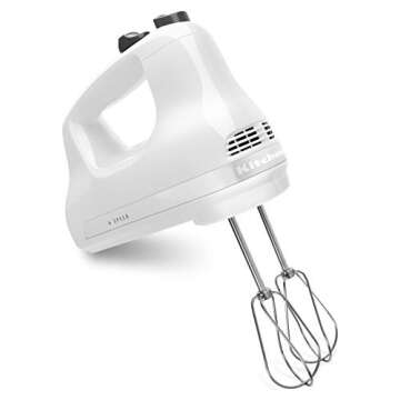 KitchenAid RRKHM6WH 6 Speed Hand Mixe, White (Renewed)