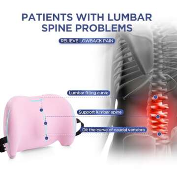 Ergonomic Lumbar Support Pillow in Baby Pink for Office, Car, and Gaming Use