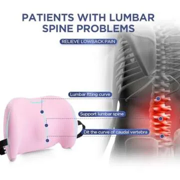 Ergonomic Lumbar Support Pillow in Baby Pink for Office, Car, and Gaming Use