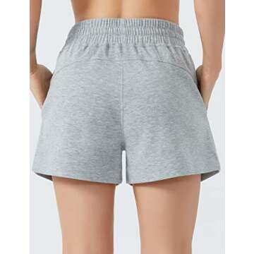 THE GYM PEOPLE Women's Drawstring Sweat Shorts High Waisted Summer Workout Lounge Shorts with Pockets Light Heather Grey