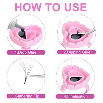 Fawyteng 100pcs Glue Rings Smart Glue Cups Lash Glue Holder Ring Cup,Disposable Glue Cups Lash Glue Rings Lovely Heart Shape for Eyelash Extensions (Pink)