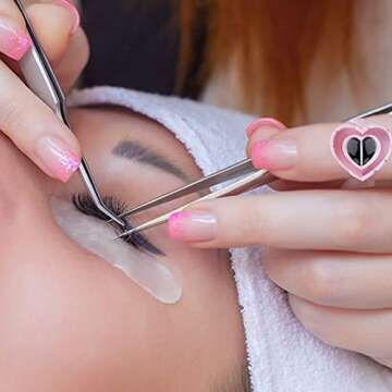 Fawyteng 100pcs Glue Rings Smart Glue Cups Lash Glue Holder Ring Cup,Disposable Glue Cups Lash Glue Rings Lovely Heart Shape for Eyelash Extensions (Pink)