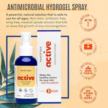 Active Skin Repair Hand & Face Hydrogel Repairing Spray w/Hypochlorus Acid - Natural, Non-Toxic, & No String Medical Grade Cleansing Spray for Cuts, Suburns, Wounds & More, HSA/FSA Eligible, 4 oz