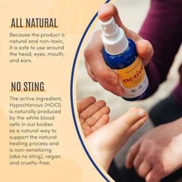 Active Skin Repair Hand & Face Hydrogel Repairing Spray w/Hypochlorus Acid - Natural, Non-Toxic, & No String Medical Grade Cleansing Spray for Cuts, Suburns, Wounds & More, HSA/FSA Eligible, 4 oz