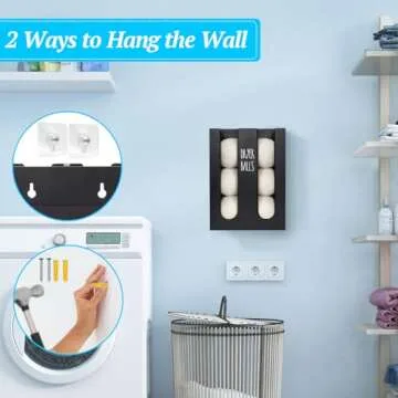 Ukonvi Magnetic Dryer Ball Holder for Laundry Room Organization, Wood Dryer Ball Container Wall Mount, Dryer Balls Organizer for Laundry Room Storage, Laundry Wool Dryer Ball Dispenser Basket (Black)