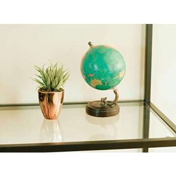 Small Faux Aloe Succulent in Rose Gold Ceramic Planter - 4 x 6 Inches - Marmeda Decor Potted Artificial Plant in Shiny Copper Glazed Pot - Global Modern Metallic Decor for Home or Office