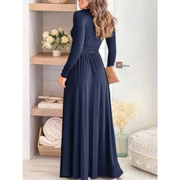 Elegant ANRABESS Deep V Neck Maxi Dress for Weddings
