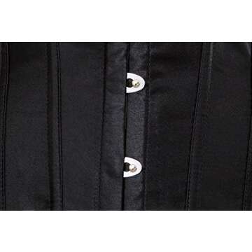 Zhitunemi Women's Bustier Corset Top Overbust Trainer Black Satin Waist Cincher 4X-Large Black