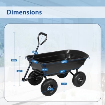 Heavy Duty Garden Dump Cart with 600 lbs Capacity