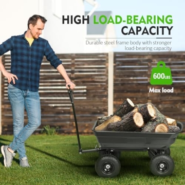 Heavy Duty Garden Dump Cart with 600 lbs Capacity