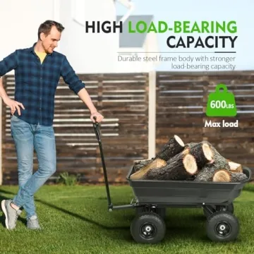 Heavy Duty Garden Dump Cart with 600 lbs Capacity