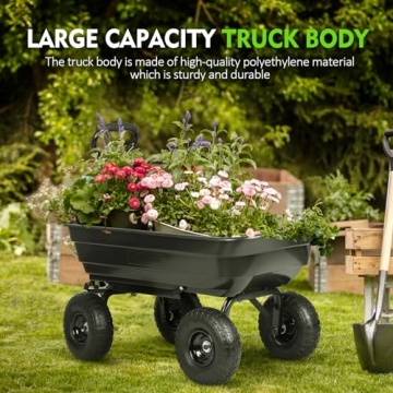 Heavy Duty Garden Dump Cart with 600 lbs Capacity