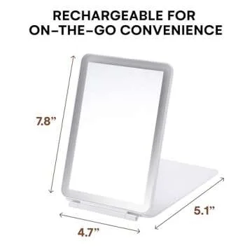 Dorence Rechargeable Travel Lighted Makeup Mirror, White - Compact Foldable LED Mirror for Flawless Application - Modern Design - Portable Vanity Mirror for On-The-Go Skincare and Beauty Needs