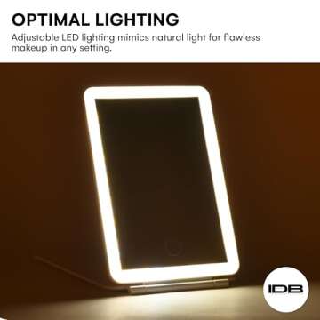 Dorence Rechargeable Travel Lighted Makeup Mirror, White - Compact Foldable LED Mirror for Flawless Application - Modern Design - Portable Vanity Mirror for On-The-Go Skincare and Beauty Needs