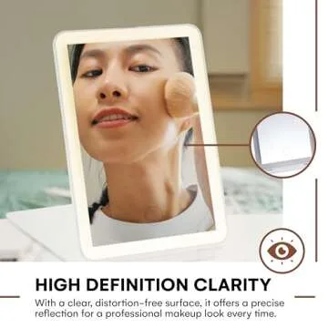 Dorence Rechargeable Travel Lighted Makeup Mirror, White - Compact Foldable LED Mirror for Flawless Application - Modern Design - Portable Vanity Mirror for On-The-Go Skincare and Beauty Needs